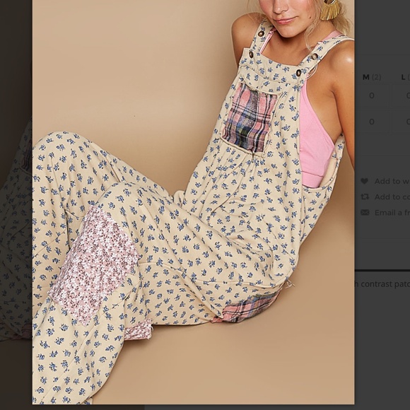 POL 🤎 129 POL French Terry Overall Romper with Contrast Patchwork  SR31A - Picture 6 of 6